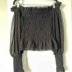 All Saints Lara Off the Shoulder Top, Black, Size 4